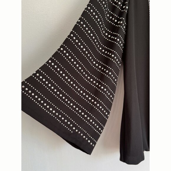 Alfani Womens Rhinestone Studded Evening Top Sz 14 Black Flare Sleeve Whimsigoth - Picture 3 of 7